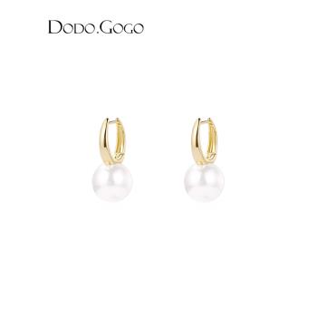 DODOGOGO法式復古仿珍珠耳扣女小眾設計高級感輕奢耳環氣質耳飾品