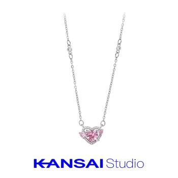 KANSAI新款粉色愛心項鏈女輕奢小眾設計簡約高級感甜酷氣質鎖骨鏈