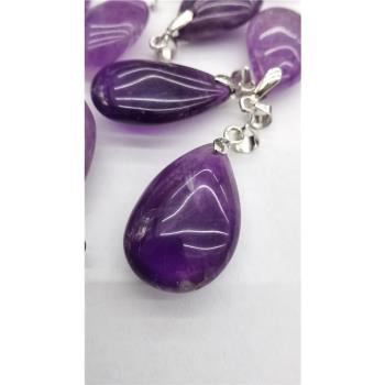 DIY紫晶水滴吊墜情侶飾品裸石