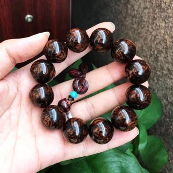 正宗海南黃花梨手串20對眼鬼臉瘤疤水波紋男蜘蛛紋老料紫油梨手鏈
