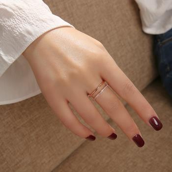 雙環玫瑰金女個性氣質鈦鋼戒指