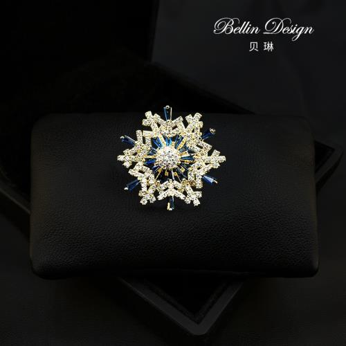 可旋轉雙層雪花胸針女西裝高檔別針配飾毛衣胸花百搭大氣裝飾3736