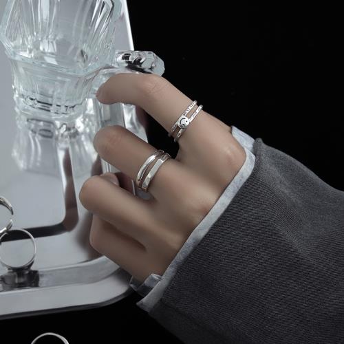 純銀戒指男潮高級感單身戒男士復古冷淡風潮流個性男款可調節對戒