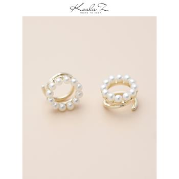 輕奢風格圓形歐美日系珍珠耳環