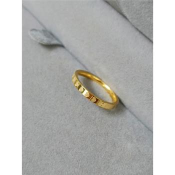 鈦鋼18K包金ins愛心戒指女高級感小眾設計時尚簡約素圈指環不褪色