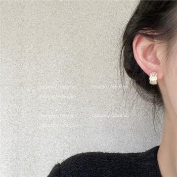 chocho/杜洛清月光 輕奢高級感氣質貓眼石耳環小眾設計感耳釘耳飾