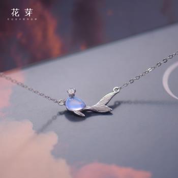 花芽原創設計感小魚項鏈鎖骨鏈情人節禮物純銀新款簡約吊墜小金魚