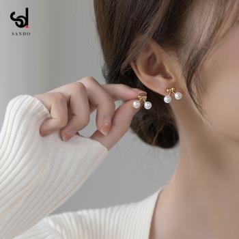 小櫻桃珍珠耳釘女純銀獨特小眾設計百搭精致耳飾耳環2023年新款潮