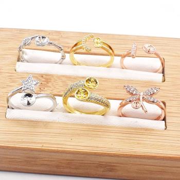 925鍍銀珍珠戒指空托DIY開口指環手飾配件女微鑲戒托鑲嵌簡約時尚