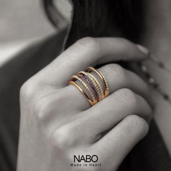 NABO滿天星紅寶石金屬風疊戴戒指