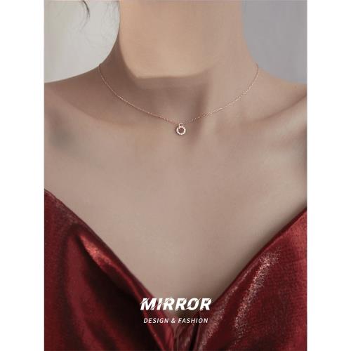 小麋人925純銀項鏈女小眾設計甜甜圈吊墜簡約圓圈閃亮鎖骨鏈禮物