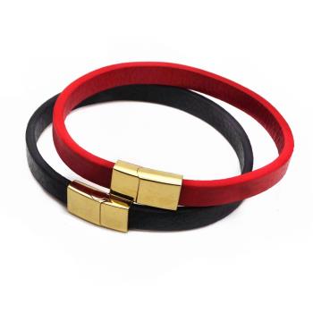寬8mm*3mm表帶手鏈紅繩時尚簡約男女腕帶不銹鋼扣表皮帶手環紅繩