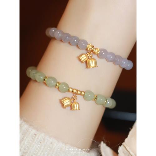 清風霧月為晚天然和田玉手鏈女純銀鈴蘭花手串玄學新中式生日禮物