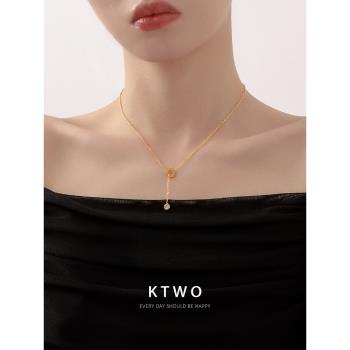love圓環項鏈女生小眾設計感流蘇單鉆輕奢高級鍍k金時尚ins鎖骨鏈