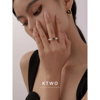 ins女鋯石戒指環天然淡水珍珠