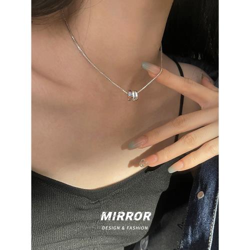 925純銀彩虹轉運珠路路通粗款項鏈女鎖骨鏈衛衣鏈小眾設計輕奢潮