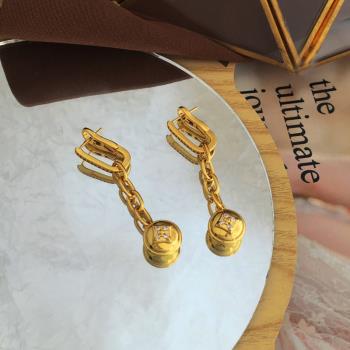 銅鍍真金鑲鋯石時尚新潮款戴耳環