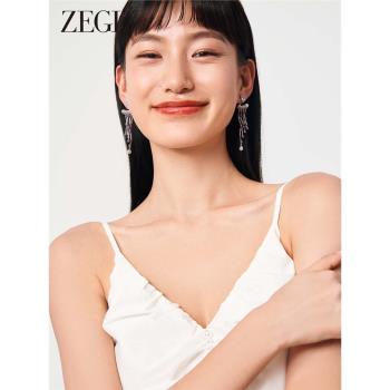 ZEGL設計師人魚傳說系列愛心人造珍珠耳環女月光石耳釘銀針耳飾品