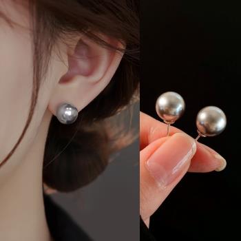 925純銀施家珍珠耳釘女法式小眾高級感設計耳環溫柔氣質時尚耳飾