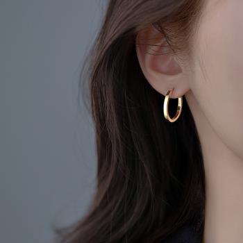 925純銀素圈耳環女小眾設計2023新款爆款圈圈耳釘高級感大圈耳飾