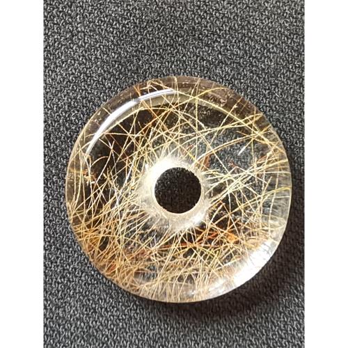 天然金發晶鈦晶平安扣吊墜水晶半寶石掛墜男女情侶項墜掛件飾品