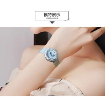 美樂家環保超市logo鈦鋼25MM精油盒香薰擴香棉片手錶款手鐲鏈飾品