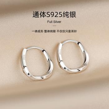 925純銀莫比烏斯耳環女2023新款爆款耳扣小眾設計感耳圈耳釘耳飾