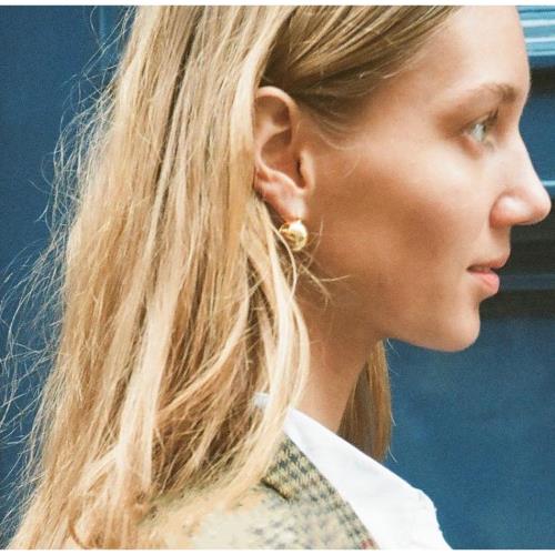 AS高定Lie studios耳環純銀925圓球金豆豆水滴耳扣歐美小眾高級感