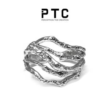 PTC肌理通體純銀中性開口戒指