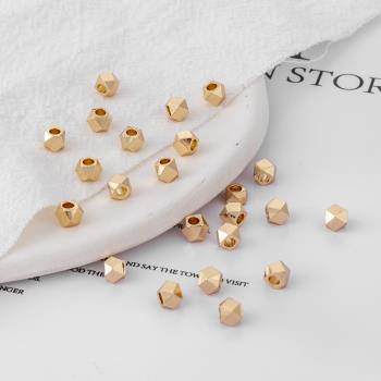 14k包金配件保色切角多邊形4mm珠子手工材料飾品配件diy散珠50顆