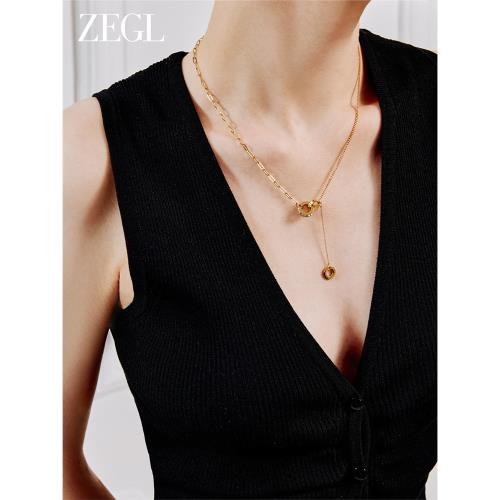 ZEGL環環相扣字母流蘇項鏈女款輕奢小眾2025新款爆款鎖骨鏈配飾品