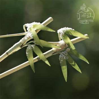 古風雪竹發簪木質中式漢服熱縮片