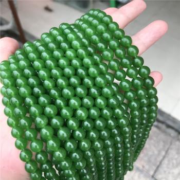 加色俄羅斯碧玉青綠色圓珠散珠天然石優化珠子 DIY飾品手鏈項鏈
