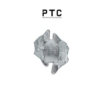 PTC水晶鑲嵌925純銀中性開口戒指
