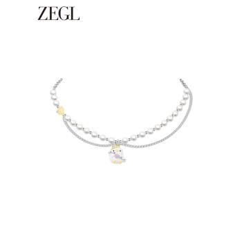 ZEGL小黃鴨項鏈女人造珍珠設計師