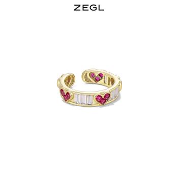 ZEGL愛心戒指女小眾設計高級感指環2023年新款時尚個性開口食指戒