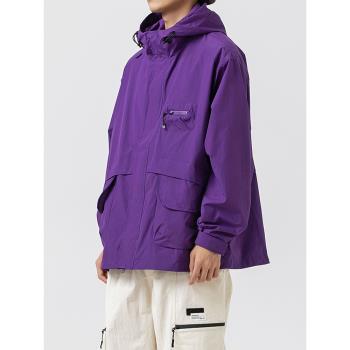 紫色沖鋒衣外套男士春秋季機能vibe潮牌寬松戶外防風防水工裝夾克