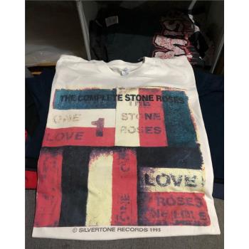 石玫瑰樂隊T恤學生嘻哈街頭手繪歌手創意半袖百搭復古學院風上衣