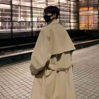 卡其色風衣男士秋季中長款痞帥休閑大衣高階感潮牌英倫風夾克外套