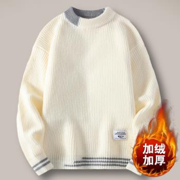 圓領保暖加絨加厚學生款男士毛衣