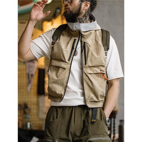 馬登工裝山系機能多口袋連帽馬甲男戶外露營釣魚無袖坎肩速干背心