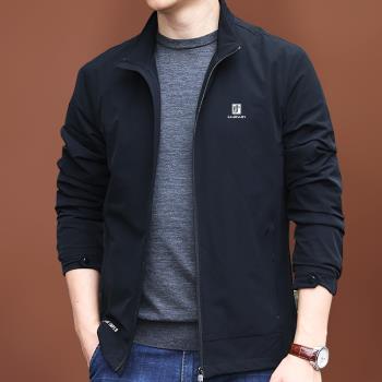 秋季外套男青年戶外透氣寬松上衣服男薄款春秋大碼休閑運動夾克衫