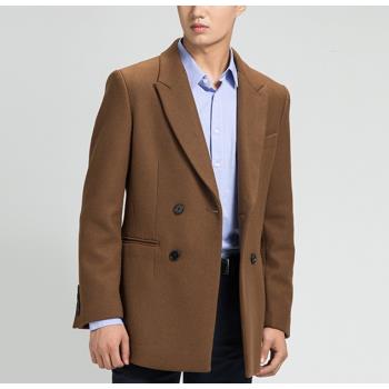 諾諾E站 蒙系列 50.3%羊毛大衣 男士商務休閑雙排扣紳士毛呢外套