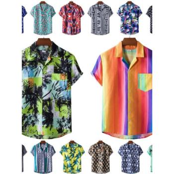 2023夏男士民族風印花夏威夷短袖襯衫Hawaiian shortsleeve shirt