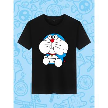 哆啦A夢機器貓動漫周邊新款短袖T恤衫加肥加大碼男夏裝純棉上衣服
