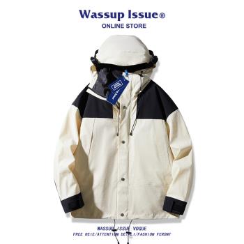 WASSUP ISSUE山系沖鋒衣男款春秋戶外防風防水登山服潮夾克外套男