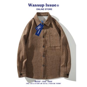WASSUP ISSUE美式工裝襯衫男長袖男士襯衣春秋季寬松休閑外套男裝
