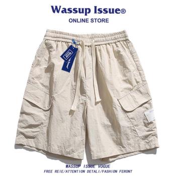 WASSUP ISSUE美式工裝短褲男夏季冰絲休閑寬松沙灘褲運動五分褲子