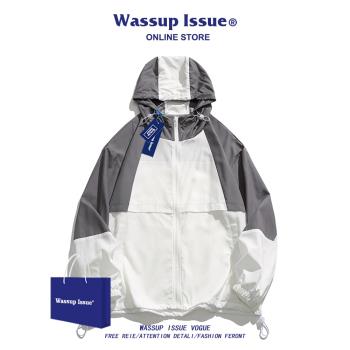 WASSUP ISSUE冰絲休閑防曬衣男夏季薄款夾克戶外透氣外套防曬服男