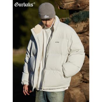 GURBAKS秋冬新款短款羽絨服男士美式立領加厚保暖面包服日系外套